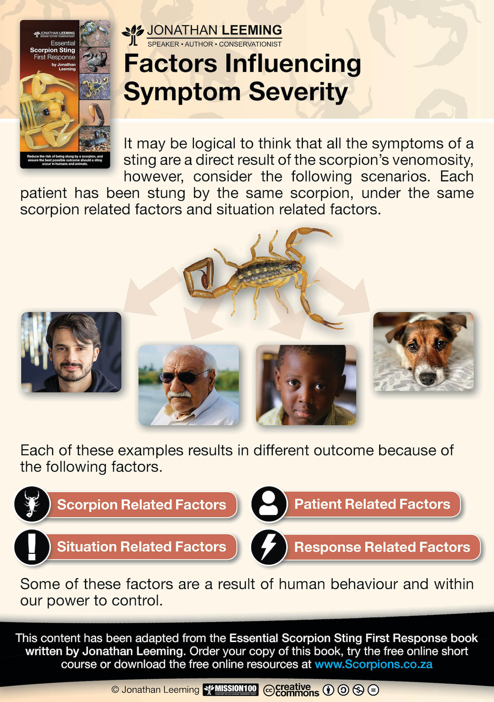 It may be logical to think that all the symptoms of a sting are a direct result of the scorpion’s venomosity, however, consider the following scenarios.